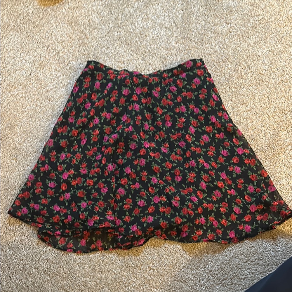 Floral Black Skirt